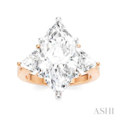 1 1/10 Ctw Marquise Shape Trillion and Round Cut Diamond Semi-Mount Engagement Ring in 14K Rose and White Gold